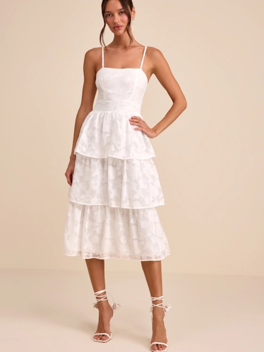 Lulu's Grace & Beauty White Burnout Floral Dress